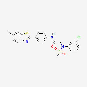 molecular formula C23H20ClN3O3S2 B4885918 N~2~-(3-chlorophenyl)-N~1~-[4-(6-methyl-1,3-benzothiazol-2-yl)phenyl]-N~2~-(methylsulfonyl)glycinamide 