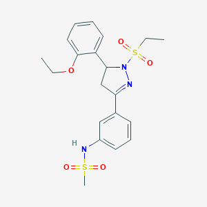 molecular formula C20H25N3O5S2 B488596 N-(3-(5-(2-ethoxyphenyl)-1-(ethylsulfonyl)-4,5-dihydro-1H-pyrazol-3-yl)phenyl)methanesulfonamide CAS No. 794550-71-3