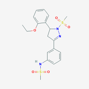 molecular formula C19H23N3O5S2 B488597 N-(3-(5-(2-ethoxyphenyl)-1-(methylsulfonyl)-4,5-dihydro-1H-pyrazol-3-yl)phenyl)methanesulfonamide CAS No. 724437-60-9