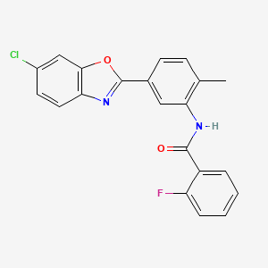 molecular formula C21H14ClFN2O2 B4886030 N-[5-(6-chloro-1,3-benzoxazol-2-yl)-2-methylphenyl]-2-fluorobenzamide 