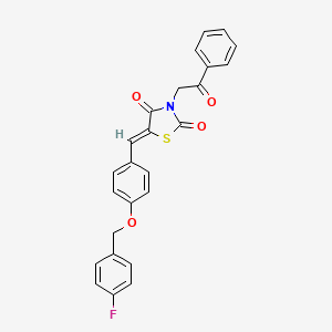 molecular formula C25H18FNO4S B4886032 5-{4-[(4-fluorobenzyl)oxy]benzylidene}-3-(2-oxo-2-phenylethyl)-1,3-thiazolidine-2,4-dione 