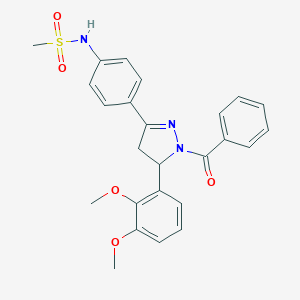 molecular formula C25H25N3O5S B488610 N-{4-[1-benzoyl-5-(2,3-dimethoxyphenyl)-4,5-dihydro-1H-pyrazol-3-yl]phenyl}methanesulfonamide CAS No. 724437-74-5