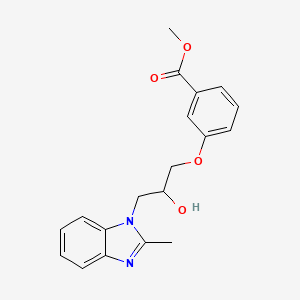 molecular formula C19H20N2O4 B4886145 methyl 3-[2-hydroxy-3-(2-methyl-1H-benzimidazol-1-yl)propoxy]benzoate 