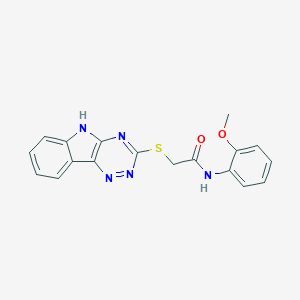 molecular formula C18H15N5O2S B488615 N-(2-Methoxy-phenyl)-2-(9H-1,3,4,9-tetraaza-fluoren-2-ylsulfanyl)-acetamide CAS No. 332176-64-4