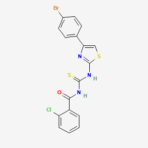 molecular formula C17H11BrClN3OS2 B4886154 N-({[4-(4-bromophenyl)-1,3-thiazol-2-yl]amino}carbonothioyl)-2-chlorobenzamide 