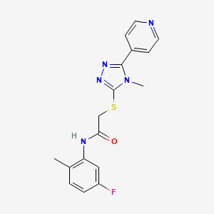 molecular formula C17H16FN5OS B4886183 N-(5-fluoro-2-methylphenyl)-2-{[4-methyl-5-(4-pyridinyl)-4H-1,2,4-triazol-3-yl]thio}acetamide 