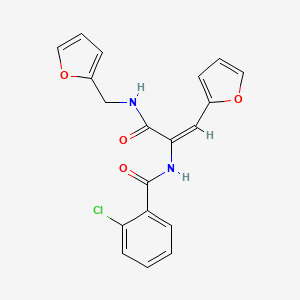 molecular formula C19H15ClN2O4 B4886202 2-chloro-N-(2-(2-furyl)-1-{[(2-furylmethyl)amino]carbonyl}vinyl)benzamide 