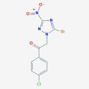 molecular formula C10H6BrClN4O3 B488622 2-(5-bromo-3-nitro-1H-1,2,4-triazol-1-yl)-1-(4-chlorophenyl)ethanone CAS No. 667901-21-5
