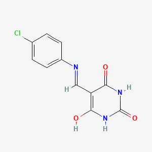 molecular formula C11H8ClN3O3 B4886223 5-{[(4-chlorophenyl)amino]methylene}-2,4,6(1H,3H,5H)-pyrimidinetrione CAS No. 23872-55-1