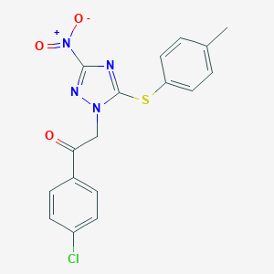 molecular formula C17H13ClN4O3S B488624 1-(4-chlorophenyl)-2-{3-nitro-5-[(4-methylphenyl)sulfanyl]-1H-1,2,4-triazol-1-yl}ethanone CAS No. 692265-30-8