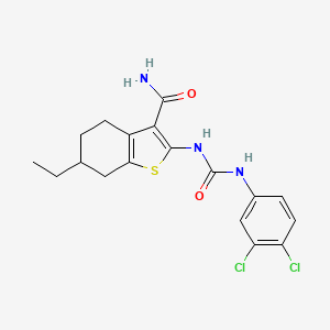 molecular formula C18H19Cl2N3O2S B4886242 2-({[(3,4-dichlorophenyl)amino]carbonyl}amino)-6-ethyl-4,5,6,7-tetrahydro-1-benzothiophene-3-carboxamide 