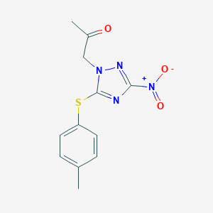 molecular formula C12H12N4O3S B488625 1-{3-nitro-5-[(4-methylphenyl)sulfanyl]-1H-1,2,4-triazol-1-yl}acetone CAS No. 692281-07-5