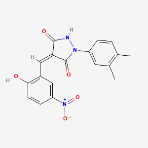 molecular formula C18H15N3O5 B4886266 1-(3,4-dimethylphenyl)-4-(2-hydroxy-5-nitrobenzylidene)-3,5-pyrazolidinedione 