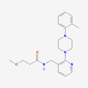 molecular formula C21H28N4O2 B4886269 3-methoxy-N-({2-[4-(2-methylphenyl)-1-piperazinyl]-3-pyridinyl}methyl)propanamide 