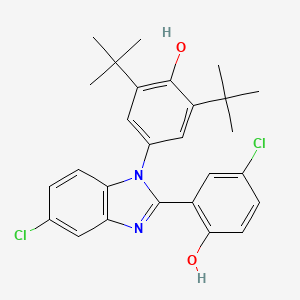 molecular formula C27H28Cl2N2O2 B4886291 2,6-di-tert-butyl-4-[5-chloro-2-(5-chloro-2-hydroxyphenyl)-1H-benzimidazol-1-yl]phenol 