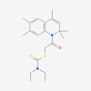 molecular formula C21H30N2OS2 B4886294 2-oxo-2-(2,2,4,6,7-pentamethyl-1(2H)-quinolinyl)ethyl diethyldithiocarbamate 