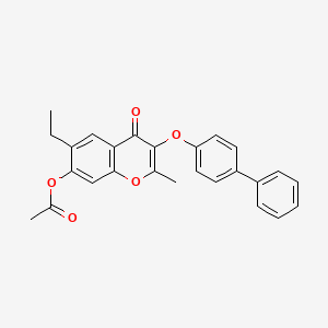 3-(4-biphenylyloxy)-6-ethyl-2-methyl-4-oxo-4H-chromen-7-yl acetate