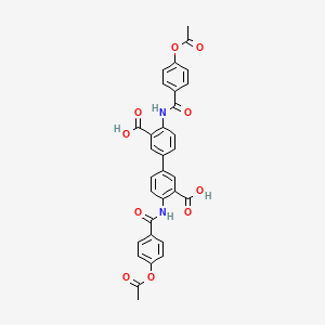 molecular formula C32H24N2O10 B4886383 4,4'-bis{[4-(acetyloxy)benzoyl]amino}-3,3'-biphenyldicarboxylic acid 