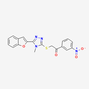 molecular formula C19H14N4O4S B4886453 2-{[5-(1-benzofuran-2-yl)-4-methyl-4H-1,2,4-triazol-3-yl]thio}-1-(3-nitrophenyl)ethanone 