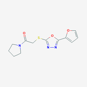 molecular formula C12H13N3O3S B488646 2-((5-(Furan-2-yl)-1,3,4-oxadiazol-2-yl)thio)-1-(pyrrolidin-1-yl)ethanone CAS No. 484646-23-3