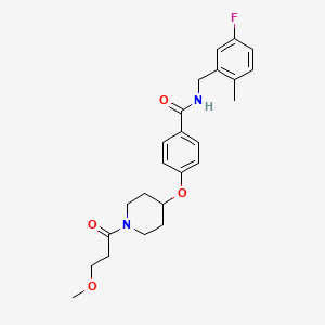 molecular formula C24H29FN2O4 B4886477 N-(5-fluoro-2-methylbenzyl)-4-{[1-(3-methoxypropanoyl)-4-piperidinyl]oxy}benzamide 