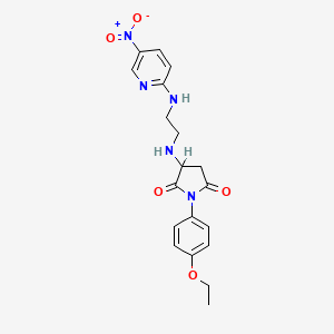 molecular formula C19H21N5O5 B4886510 1-(4-ethoxyphenyl)-3-({2-[(5-nitro-2-pyridinyl)amino]ethyl}amino)-2,5-pyrrolidinedione 