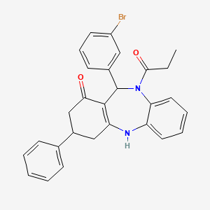 11-(3-bromophenyl)-3-phenyl-10-propionyl-2,3,4,5,10,11-hexahydro-1H-dibenzo[b,e][1,4]diazepin-1-one
