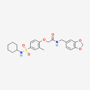 N-(1,3-benzodioxol-5-ylmethyl)-2-{4-[(cyclohexylamino)sulfonyl]-2-methylphenoxy}acetamide