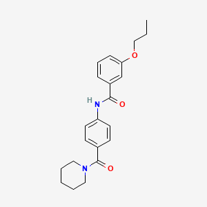 molecular formula C22H26N2O3 B4886625 N-[4-(1-piperidinylcarbonyl)phenyl]-3-propoxybenzamide 