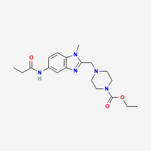 molecular formula C19H27N5O3 B4886635 ethyl 4-{[1-methyl-5-(propionylamino)-1H-benzimidazol-2-yl]methyl}-1-piperazinecarboxylate 