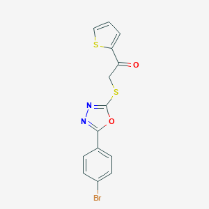 molecular formula C14H9BrN2O2S2 B488665 2-[[5-(4-Bromophenyl)-1,3,4-oxadiazol-2-yl]sulfanyl]-1-thiophen-2-ylethanone CAS No. 724438-06-6