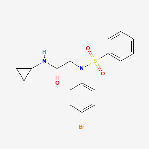 molecular formula C17H17BrN2O3S B4886655 N~2~-(4-bromophenyl)-N~1~-cyclopropyl-N~2~-(phenylsulfonyl)glycinamide 