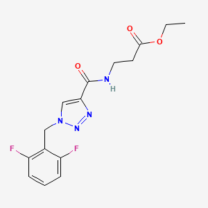 molecular formula C15H16F2N4O3 B4886690 ethyl N-{[1-(2,6-difluorobenzyl)-1H-1,2,3-triazol-4-yl]carbonyl}-beta-alaninate 
