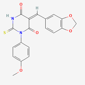 molecular formula C19H14N2O5S B4886785 5-(1,3-benzodioxol-5-ylmethylene)-1-(4-methoxyphenyl)-2-thioxodihydro-4,6(1H,5H)-pyrimidinedione 