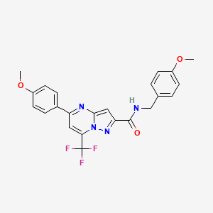 molecular formula C23H19F3N4O3 B4886827 N-(4-methoxybenzyl)-5-(4-methoxyphenyl)-7-(trifluoromethyl)pyrazolo[1,5-a]pyrimidine-2-carboxamide 