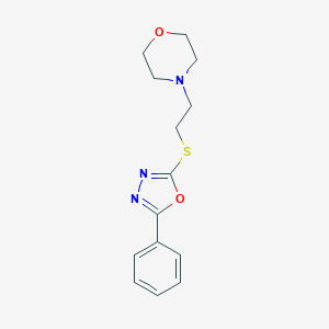 molecular formula C14H17N3O2S B488684 2-(4-Morpholinyl)ethyl 5-phenyl-1,3,4-oxadiazol-2-yl sulfide CAS No. 724438-86-2