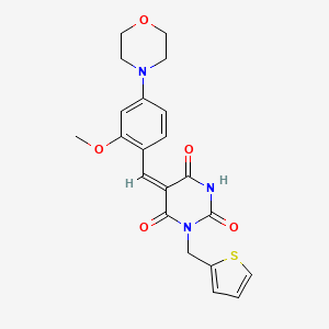 molecular formula C21H21N3O5S B4886869 5-[2-methoxy-4-(4-morpholinyl)benzylidene]-1-(2-thienylmethyl)-2,4,6(1H,3H,5H)-pyrimidinetrione 