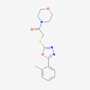 molecular formula C15H17N3O3S B488692 1-Morpholino-2-((5-(o-tolyl)-1,3,4-oxadiazol-2-yl)thio)ethanone CAS No. 724438-97-5