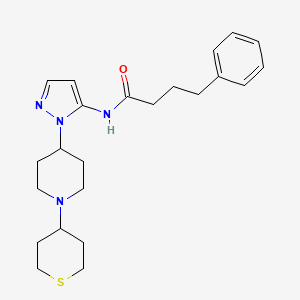 molecular formula C23H32N4OS B4886936 4-phenyl-N-{1-[1-(tetrahydro-2H-thiopyran-4-yl)-4-piperidinyl]-1H-pyrazol-5-yl}butanamide 