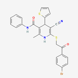 molecular formula C26H20BrN3O2S2 B4886980 6-{[2-(4-bromophenyl)-2-oxoethyl]thio}-5-cyano-2-methyl-N-phenyl-4-(2-thienyl)-1,4-dihydro-3-pyridinecarboxamide 