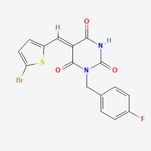 molecular formula C16H10BrFN2O3S B4886991 5-[(5-bromo-2-thienyl)methylene]-1-(4-fluorobenzyl)-2,4,6(1H,3H,5H)-pyrimidinetrione 