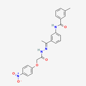 molecular formula C24H22N4O5 B4887028 3-methyl-N-(3-{N-[(4-nitrophenoxy)acetyl]ethanehydrazonoyl}phenyl)benzamide 