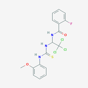 molecular formula C17H15Cl3FN3O2S B4887050 2-fluoro-N-[2,2,2-trichloro-1-({[(2-methoxyphenyl)amino]carbonothioyl}amino)ethyl]benzamide 