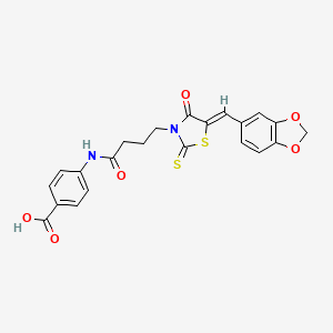 molecular formula C22H18N2O6S2 B4887066 4-({4-[5-(1,3-benzodioxol-5-ylmethylene)-4-oxo-2-thioxo-1,3-thiazolidin-3-yl]butanoyl}amino)benzoic acid 