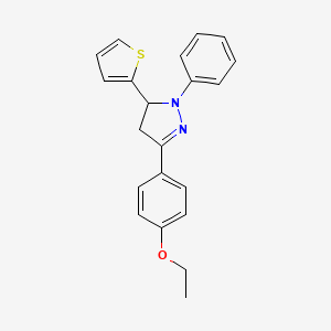 molecular formula C21H20N2OS B4887071 3-(4-ethoxyphenyl)-1-phenyl-5-(2-thienyl)-4,5-dihydro-1H-pyrazole 
