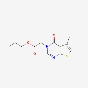 molecular formula C14H18N2O3S B4887125 propyl 2-(5,6-dimethyl-4-oxothieno[2,3-d]pyrimidin-3(4H)-yl)propanoate 