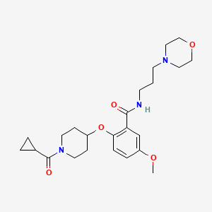 molecular formula C24H35N3O5 B4887143 2-{[1-(cyclopropylcarbonyl)-4-piperidinyl]oxy}-5-methoxy-N-[3-(4-morpholinyl)propyl]benzamide 
