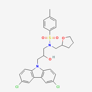 molecular formula C27H28Cl2N2O4S B4887166 N-[3-(3,6-dichloro-9H-carbazol-9-yl)-2-hydroxypropyl]-4-methyl-N-(tetrahydro-2-furanylmethyl)benzenesulfonamide 