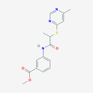 molecular formula C16H17N3O3S B4887174 methyl 3-({2-[(6-methyl-4-pyrimidinyl)thio]propanoyl}amino)benzoate 