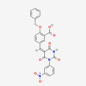 molecular formula C25H17N3O8 B4887205 2-(benzyloxy)-5-{[1-(3-nitrophenyl)-2,4,6-trioxotetrahydro-5(2H)-pyrimidinylidene]methyl}benzoic acid 